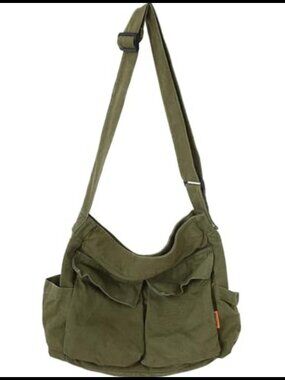 Canvas Hobo Crossbody Messenger Bag Large Shoulder Tote Adjustable Strap